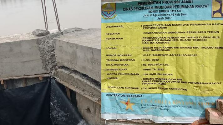 Pekerjaan Turap Terkesan Asal-asalan, Anggota Dewan Provinsi Akmaluddin Minta Inspektorat Periksa Pihak Kontraktor. Foto: Istimewa