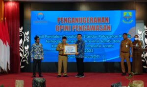 Provinsi Jambi Peringkat 7 Nasional Pelayanan Publik Terbaik dari Ombudsman RI. Foto: Diskominfo Provinsi Jambi/ RS