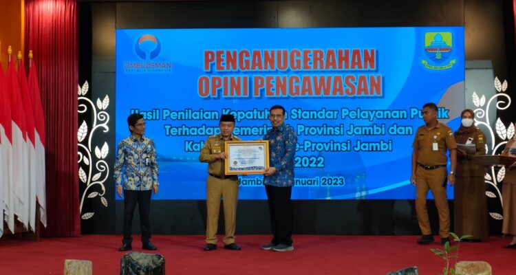 Provinsi Jambi Peringkat 7 Nasional Pelayanan Publik Terbaik dari Ombudsman RI. Foto: Diskominfo Provinsi Jambi/ RS