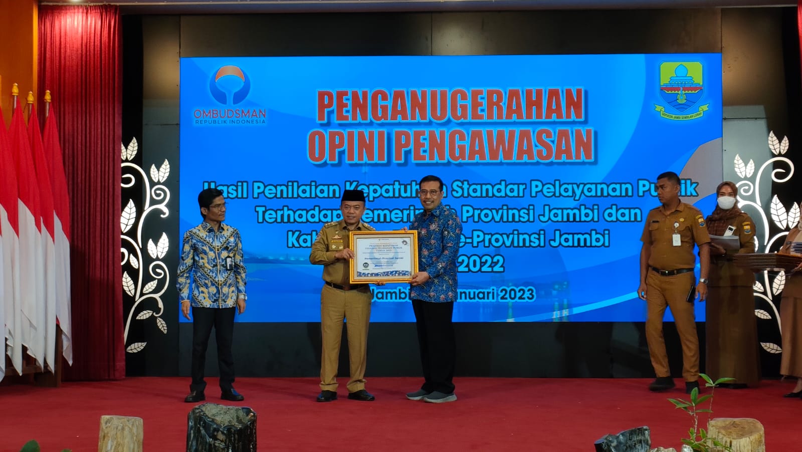 Provinsi Jambi Peringkat 7 Nasional Pelayanan Publik Terbaik dari Ombudsman RI. Foto: Diskominfo Provinsi Jambi/ RS