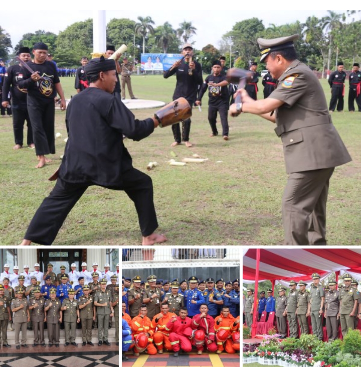 Puncak HUT Sat-Pol PP, Damkar dan Satlinmas, Gubernur Al Haris: Perkuat Profesionalitas, Integritas dan Humanis. Foto: Agus (Diskominfo Provinsi Jambi)
