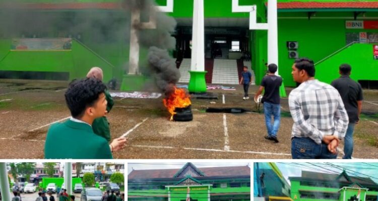 Unbari Membara, Konflik Dualisme Kepemimpinan Mahasiswa Segel Kampus. Foto: IKS/Serunting.id