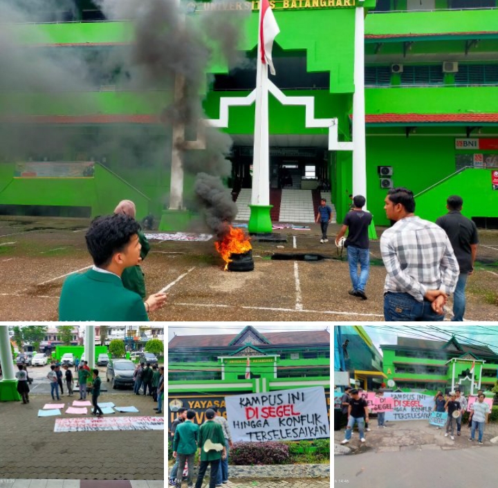 Unbari Membara, Konflik Dualisme Kepemimpinan Mahasiswa Segel Kampus. Foto: IKS/Serunting.id